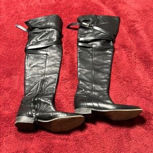 Burberry Black Leather Over-the-Knee Boots